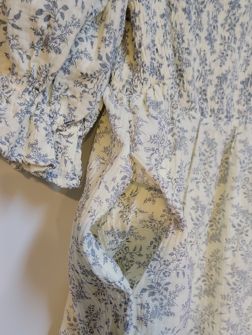 Livvy Smocked Floral Maxi Dress in Blue Foliage - Bump Friendly - Picture 7 of 11